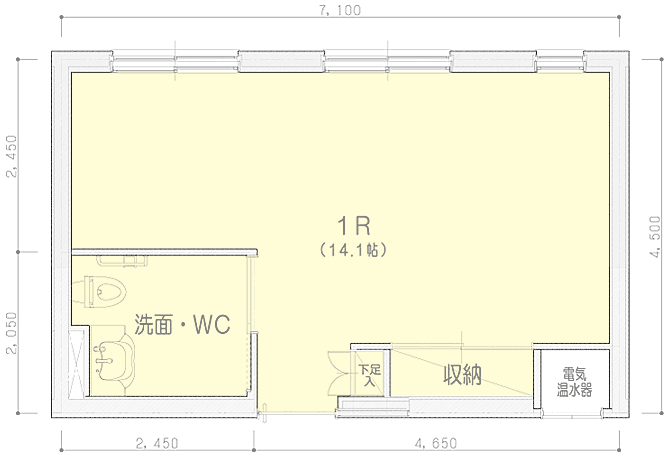 明るく広々とした居室図面