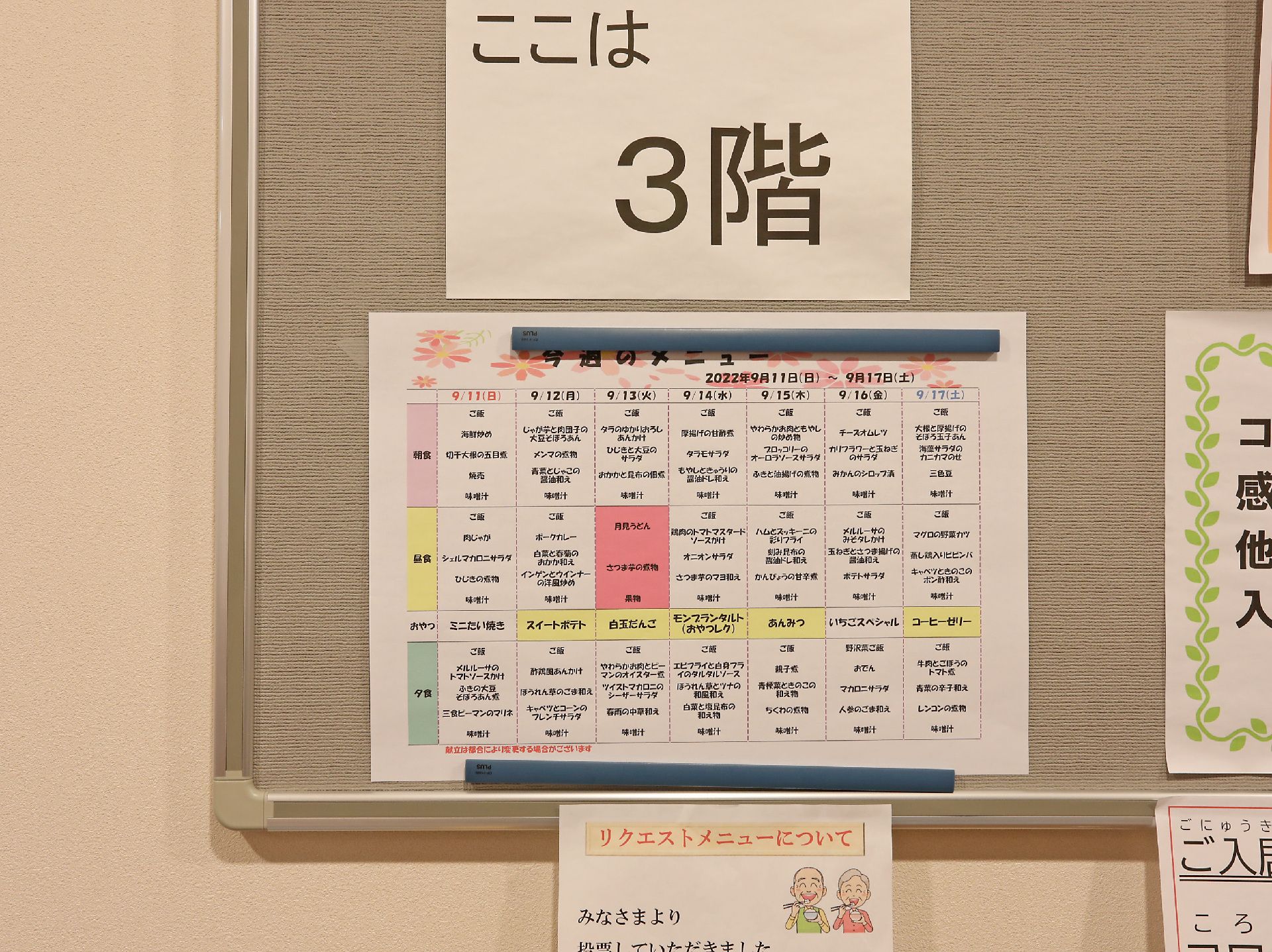 一週間分の献立表