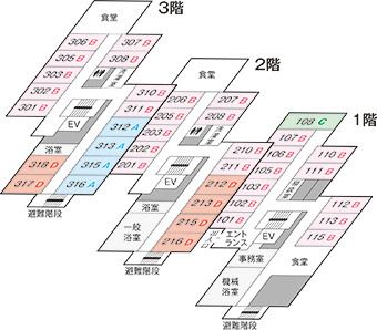 ユノトレメゾンかしわの1～3階のフロアマップ