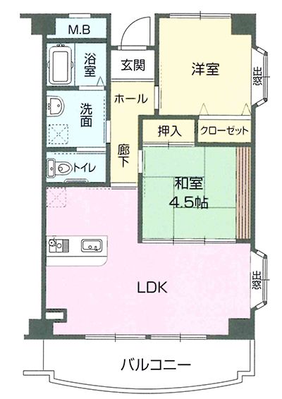 ライフサポート貴ヶ丘のⅮTypeの間取り図