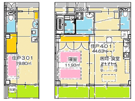 広々とした居室の間取り図