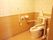 両側に手すりが取り付けてある高齢者向けのトイレ。車いすのまま入れる広さのトイレの様子
