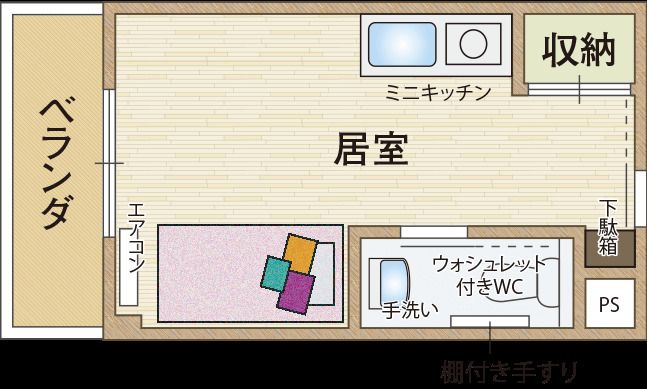 サービス付き高齢者向け住宅 ラ・フォート向陽台の居室の間取り図