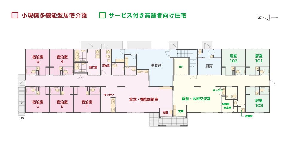 エイジフリーハウス茨木沢良宜の1Ｆのフロアマップ