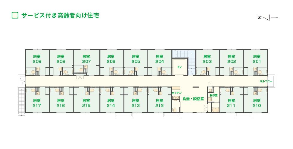 エイジフリーハウス茨木沢良宜の2Ｆのフロアマップ