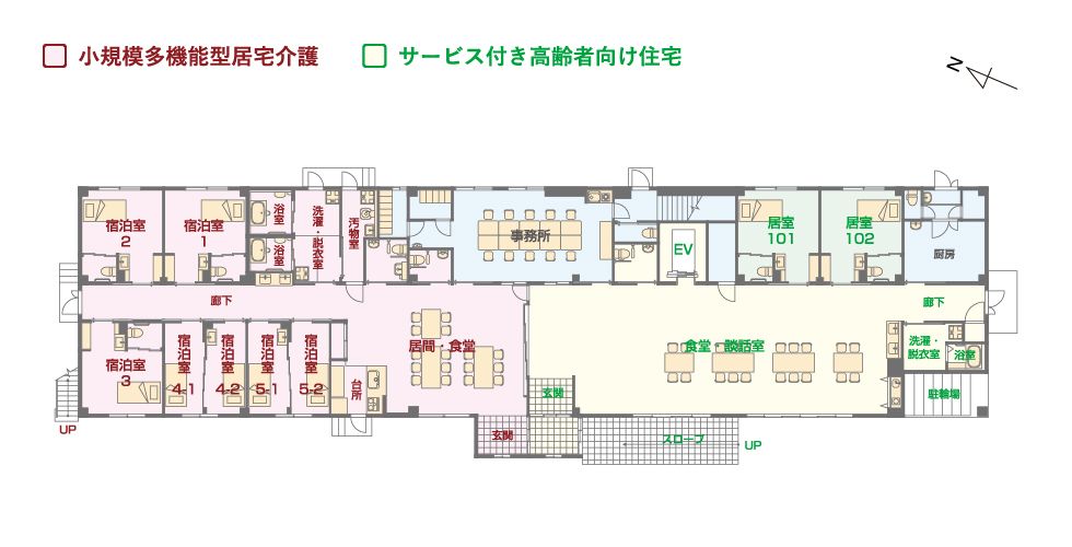 エイジフリーハウス堺初芝の1Ｆのフロアマップ