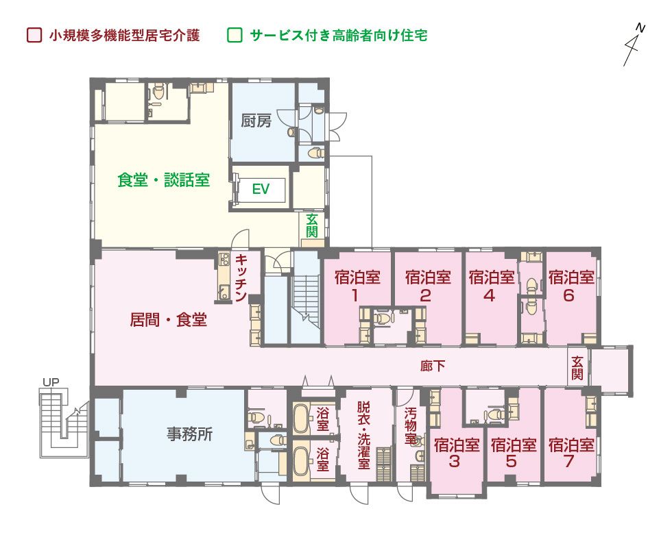 エイジフリーハウス京都山科新十条の1Ｆのフロアマップ