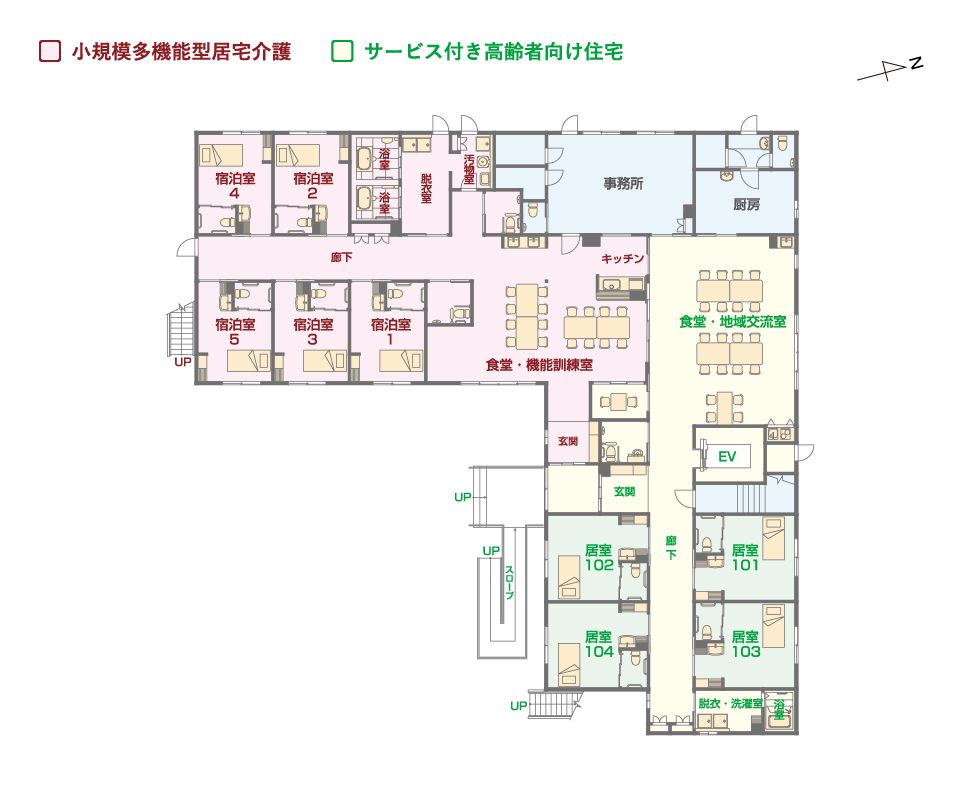 エイジフリーハウス川崎有馬の1Ｆのフロアマップ