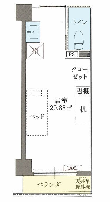 ホスピコート長尾の居室の間取り図