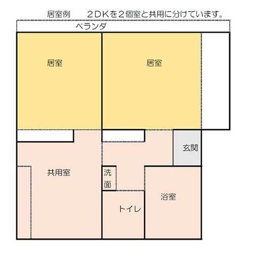 にれの家の居室例の間取り図