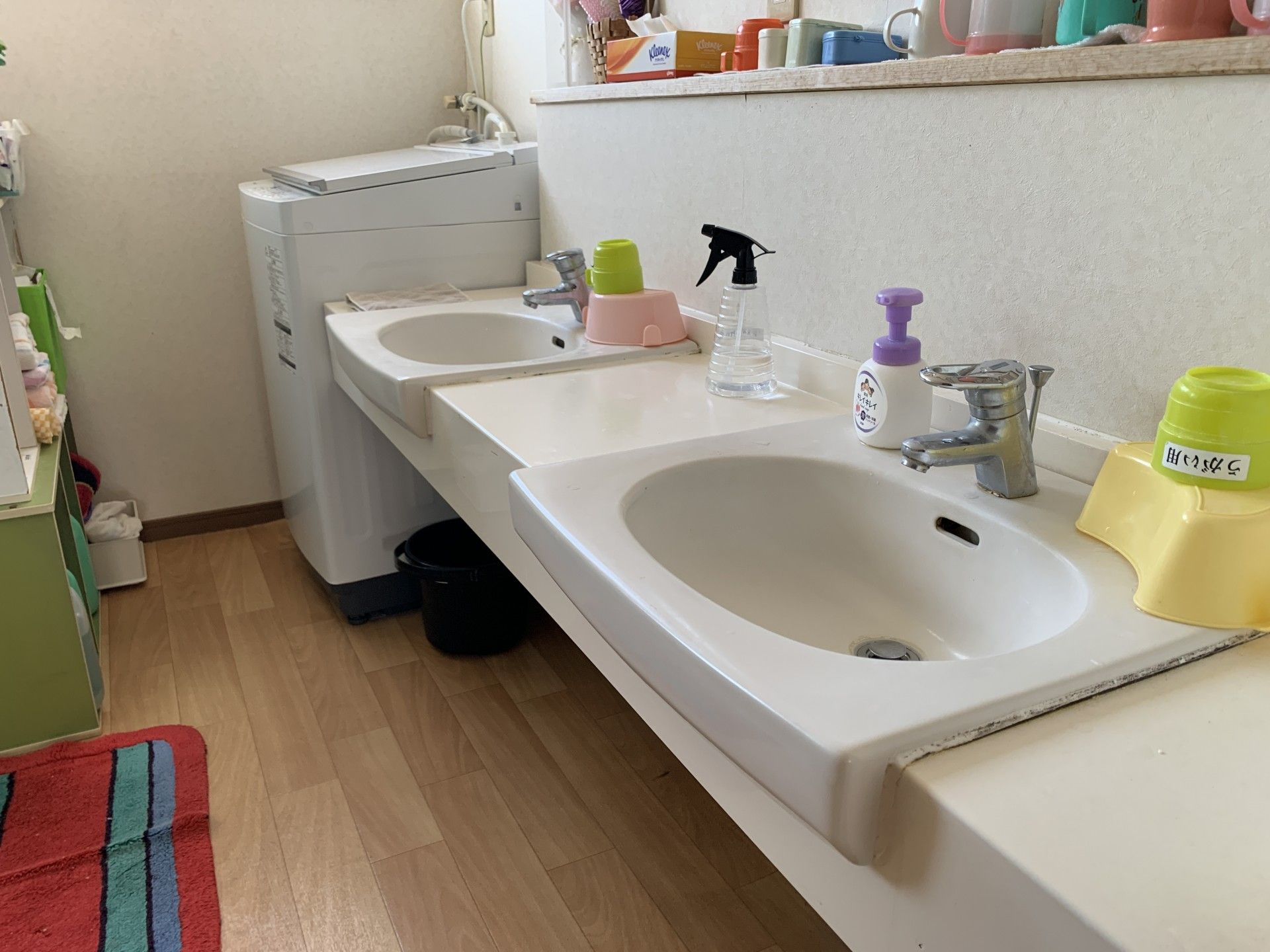 洗面台と洗濯機のある部屋