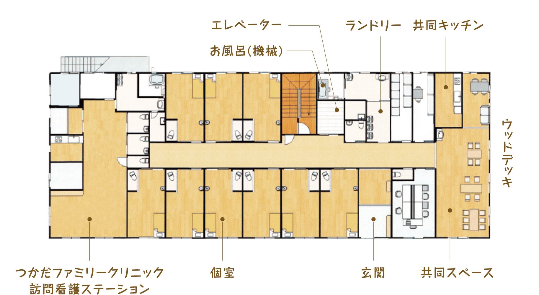 クローバーホーム成田の1Fのフロアマップ