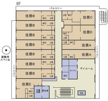 シニアヴィラ鷲沼の4Ｆのフロアマップ