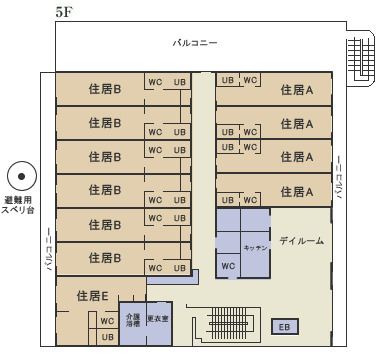 シニアヴィラ鷲沼の5Ｆのフロアマップ