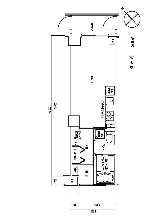 シニアヴィラ鷲沼のA-1タイプ の間取り図