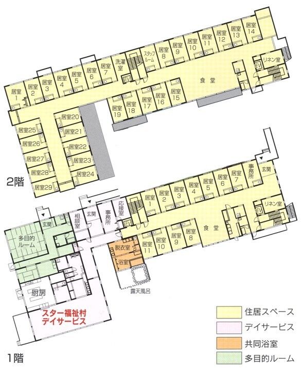 スターフィールドの1～2階のフロアマップ