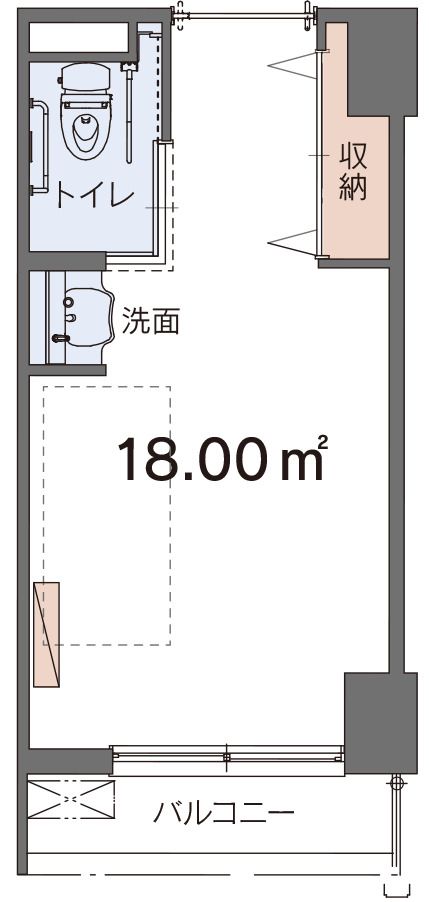 安心の住まいパインガーデン藤崎の1名様用居室の間取り図