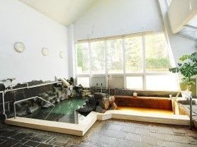 天然温泉を引き込んでいる大浴場の様子。先頭のような雰囲気のある大浴場