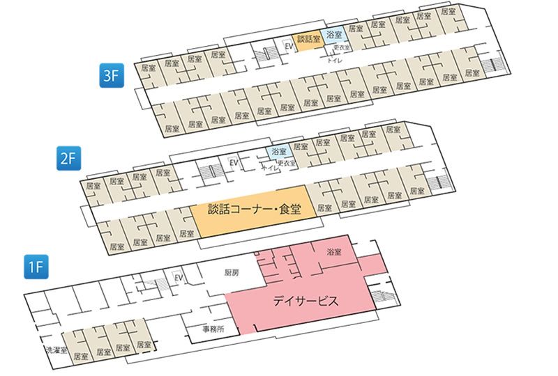 メディケアハウス 富野の1～3Ｆのフロアマップ