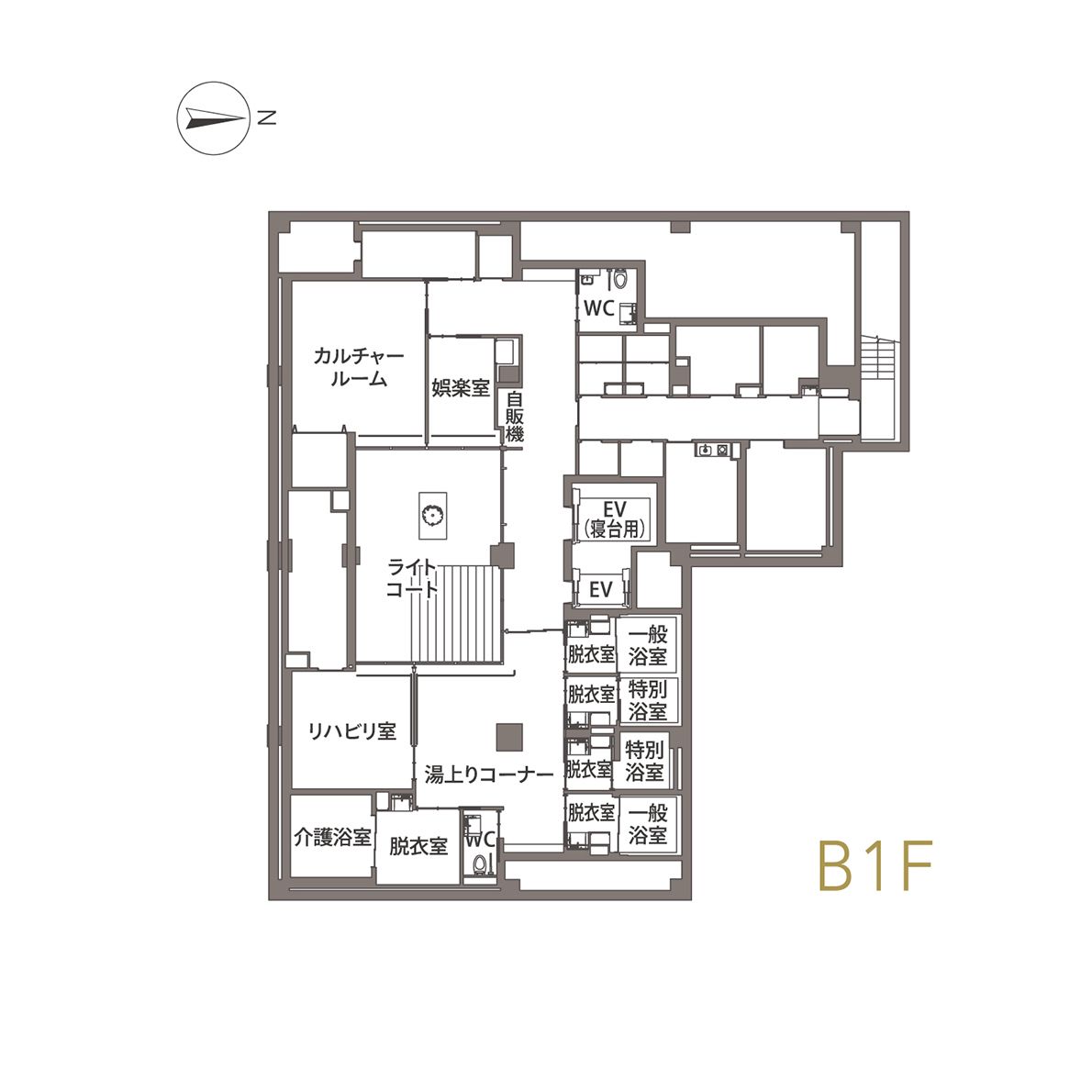 チャームプレミア山手町のＢ1Ｆのフロアマップ