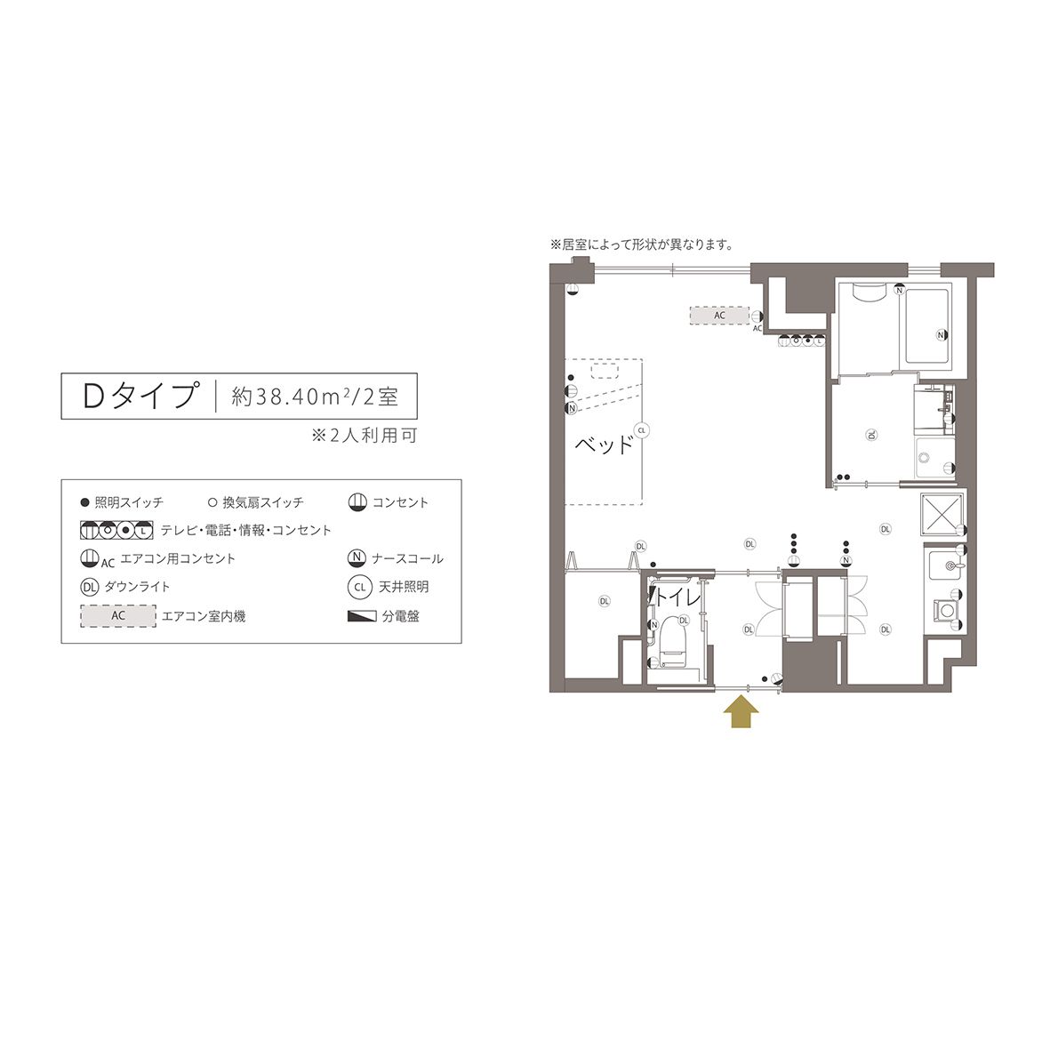 チャームプレミア山手町のＤタイプの間取り図