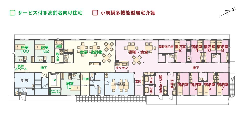 エイジフリーハウス 船橋夏見の1Ｆのフロアマップ