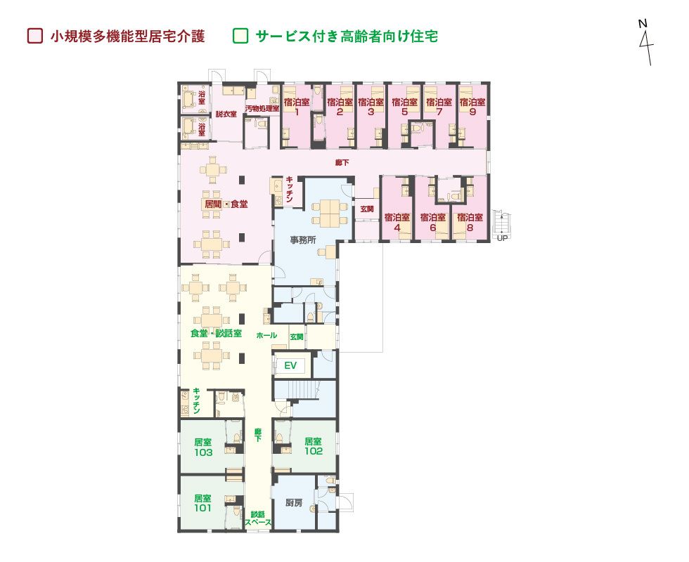 エイジフリーハウス 船橋習志野台の1Ｆのフロアマップ