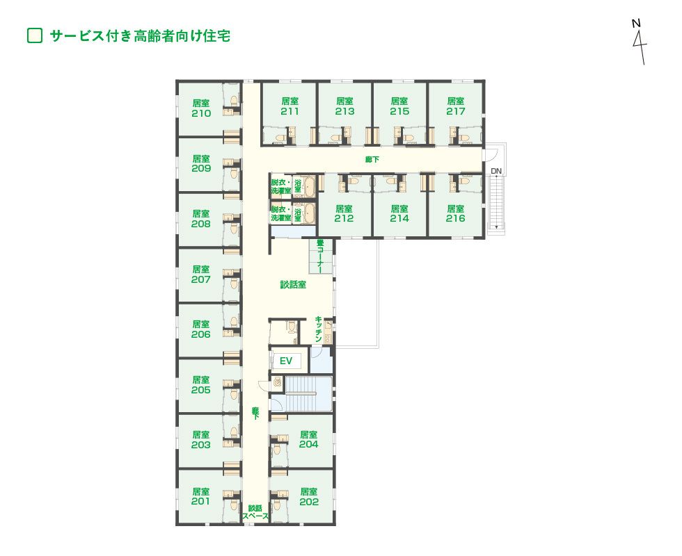 エイジフリーハウス 船橋習志野台の2Ｆのフロアマップ