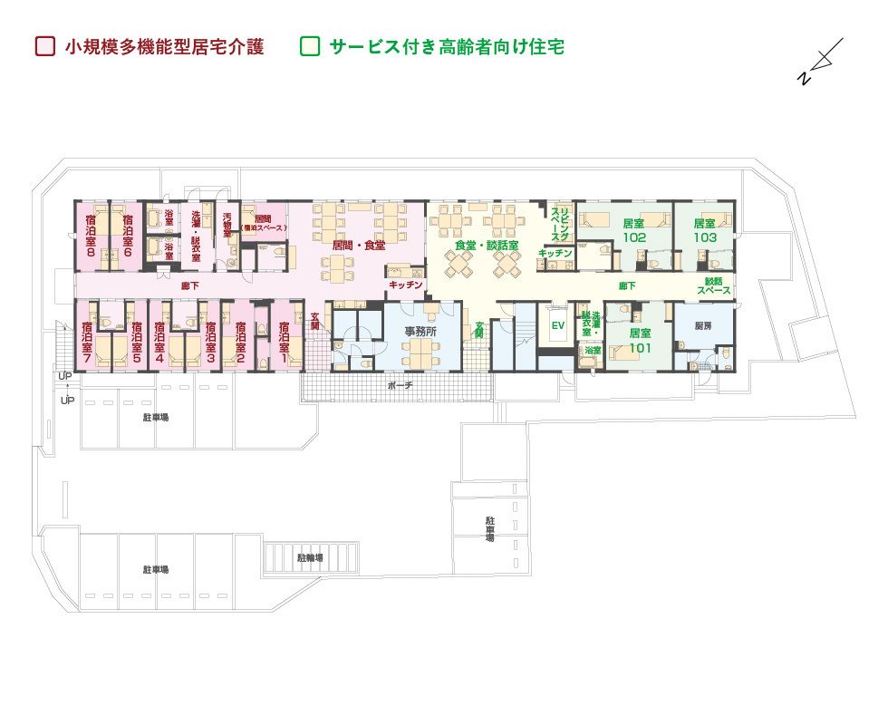 エイジフリーハウス 松戸北小金の1Ｆのフロアマップ
