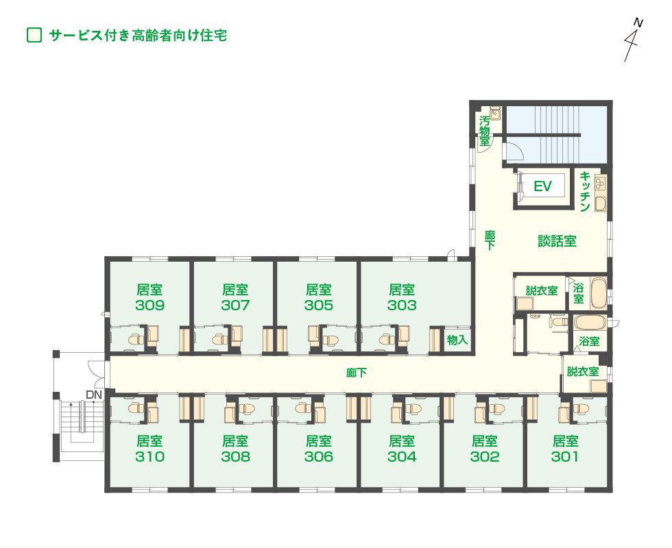 エイジフリーハウス さいたま武蔵浦和の3Ｆのフロアマップ