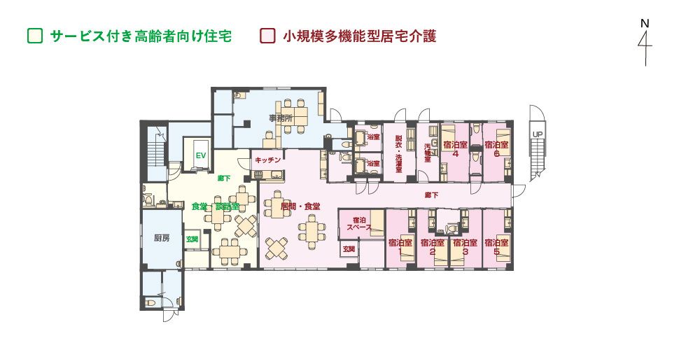 エイジフリーハウス 茨木総持寺の1Ｆのフロアマップ