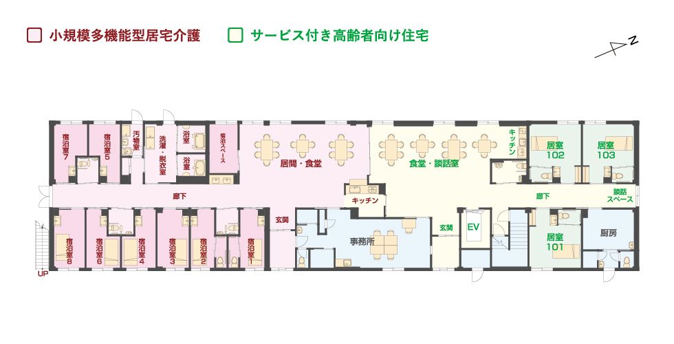 エイジフリーハウス 堺鳳の1Ｆのフロアマップ