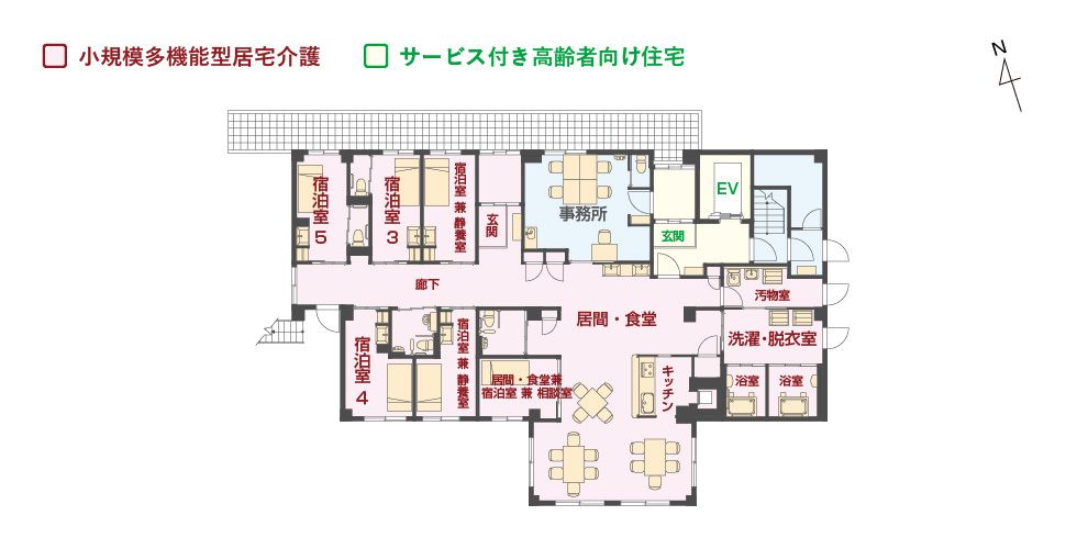 エイジフリーハウス 大阪帝塚山の1Ｆのフロアマップ