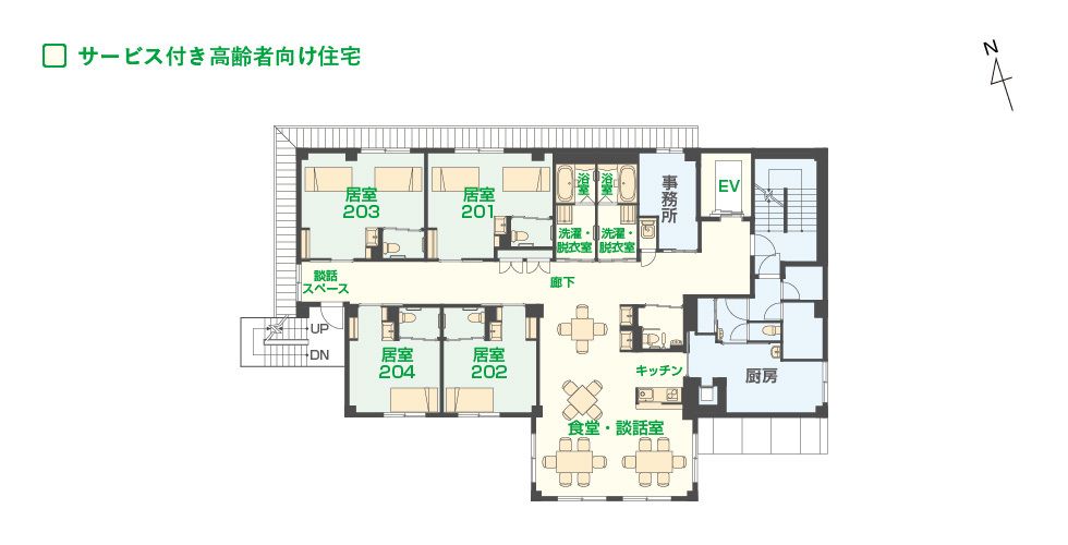 エイジフリーハウス 大阪帝塚山の2Ｆのフロアマップ