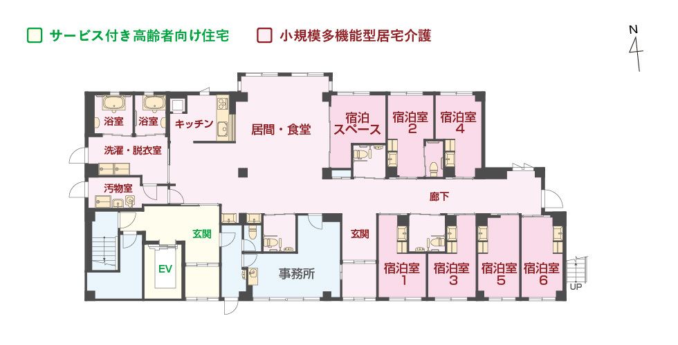 エイジフリーハウス 大阪野江の1Ｆのフロアマップ
