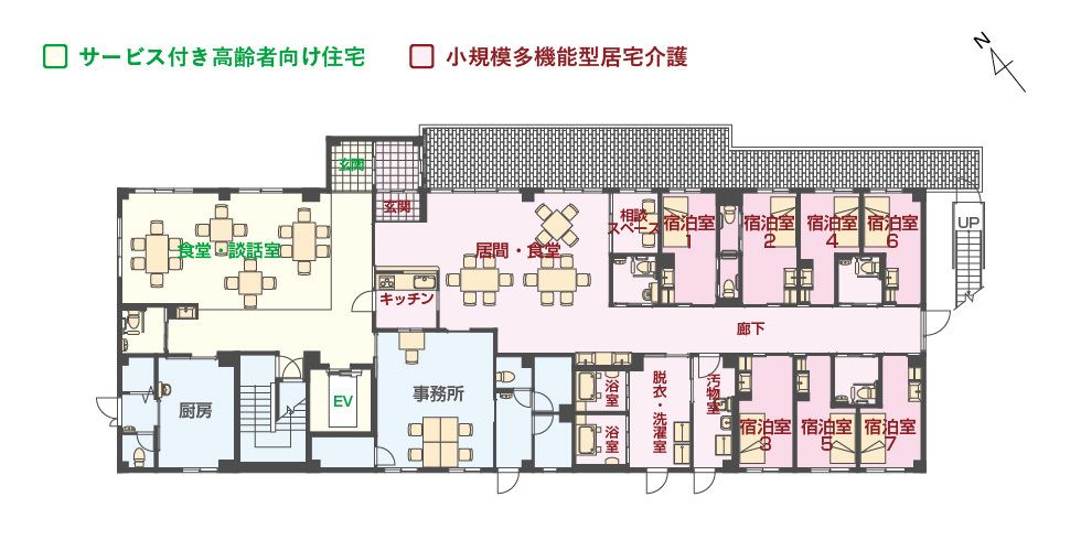 エイジフリーハウス 吹田山田西の1Ｆのフロアマップ