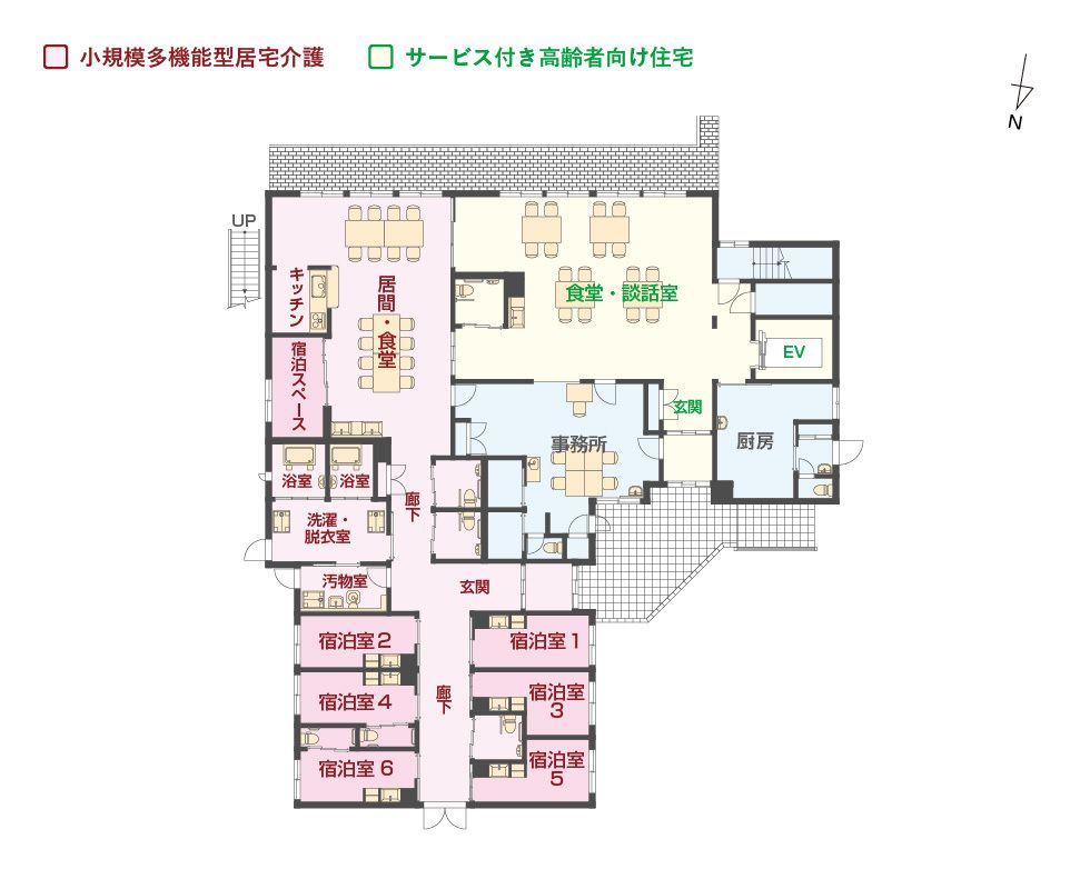 エイジフリーハウス 神戸霞ヶ丘の1Ｆのフロアマップ
