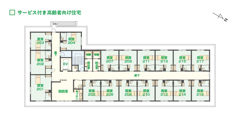 エイジフリーハウス 伊丹春日丘の2Ｆのフロアマップ