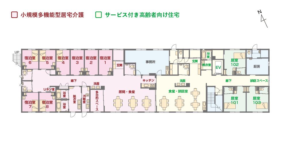 エイジフリーハウス 草津野村の1Fのフロアマップ