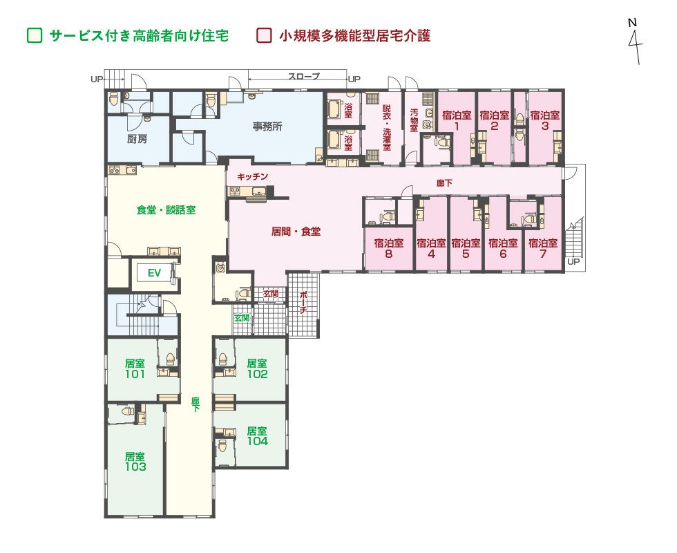 エイジフリーハウス 名古屋篠の風の1Ｆのフロアマップ