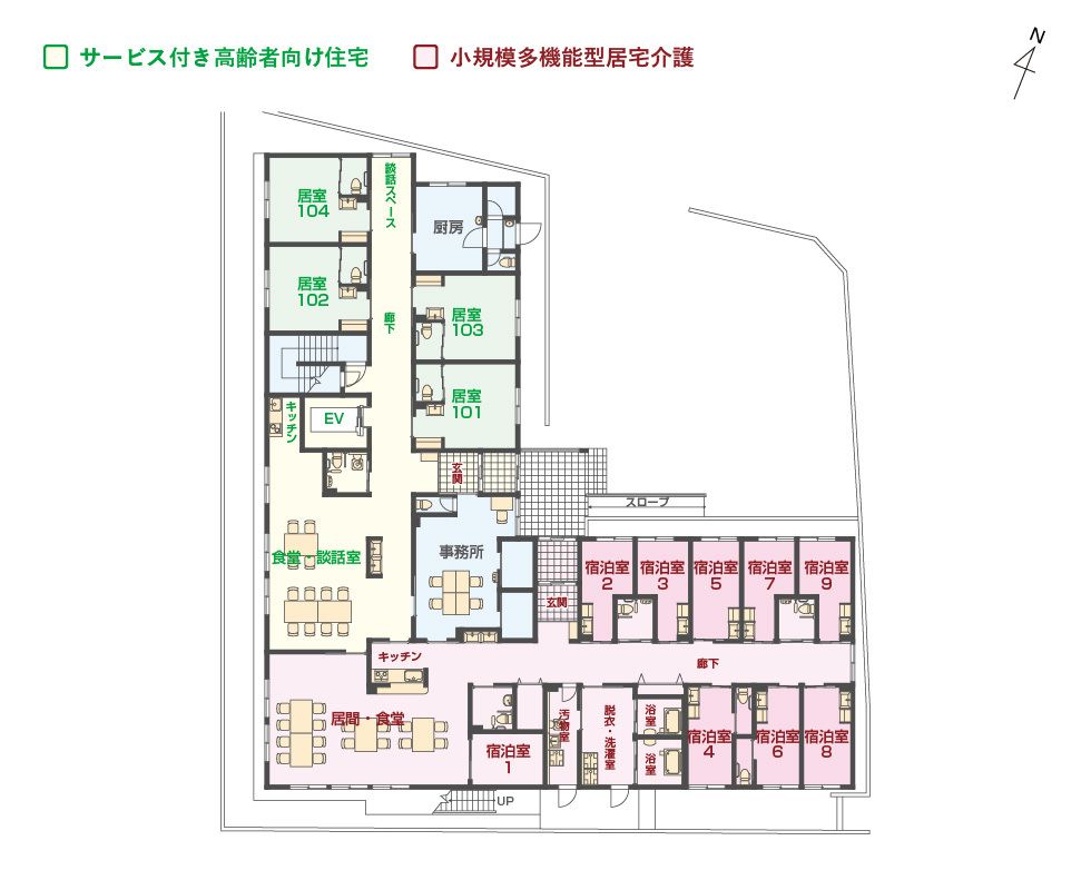 エイジフリーハウス 名古屋上社の1Ｆのフロアマップ
