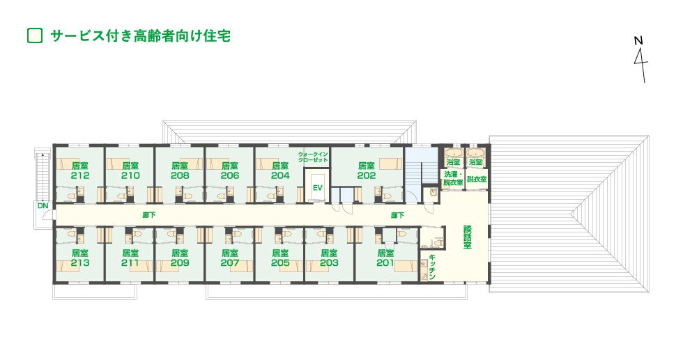 エイジフリーハウス 横浜岡津町の2Fのフロアマップ