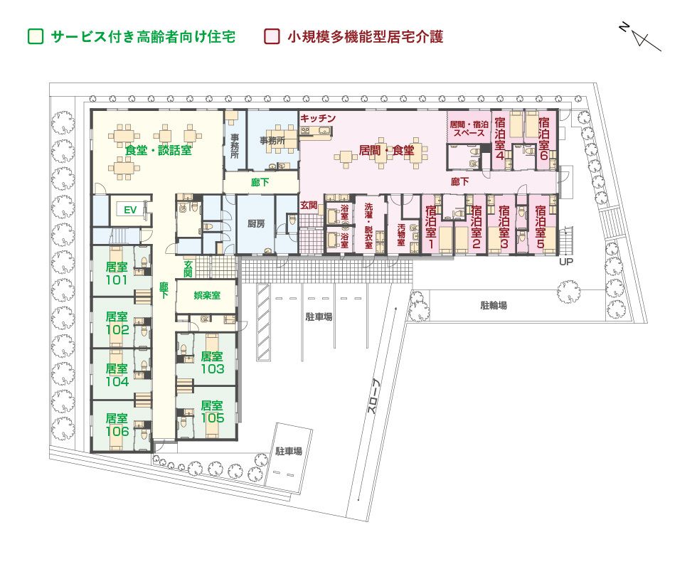 エイジフリーハウス 横浜十日市場町の1Ｆのフロアマップ