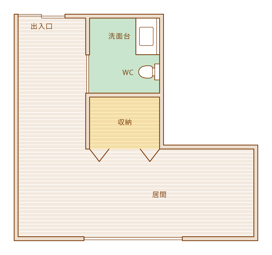 居間と水回りの間取り