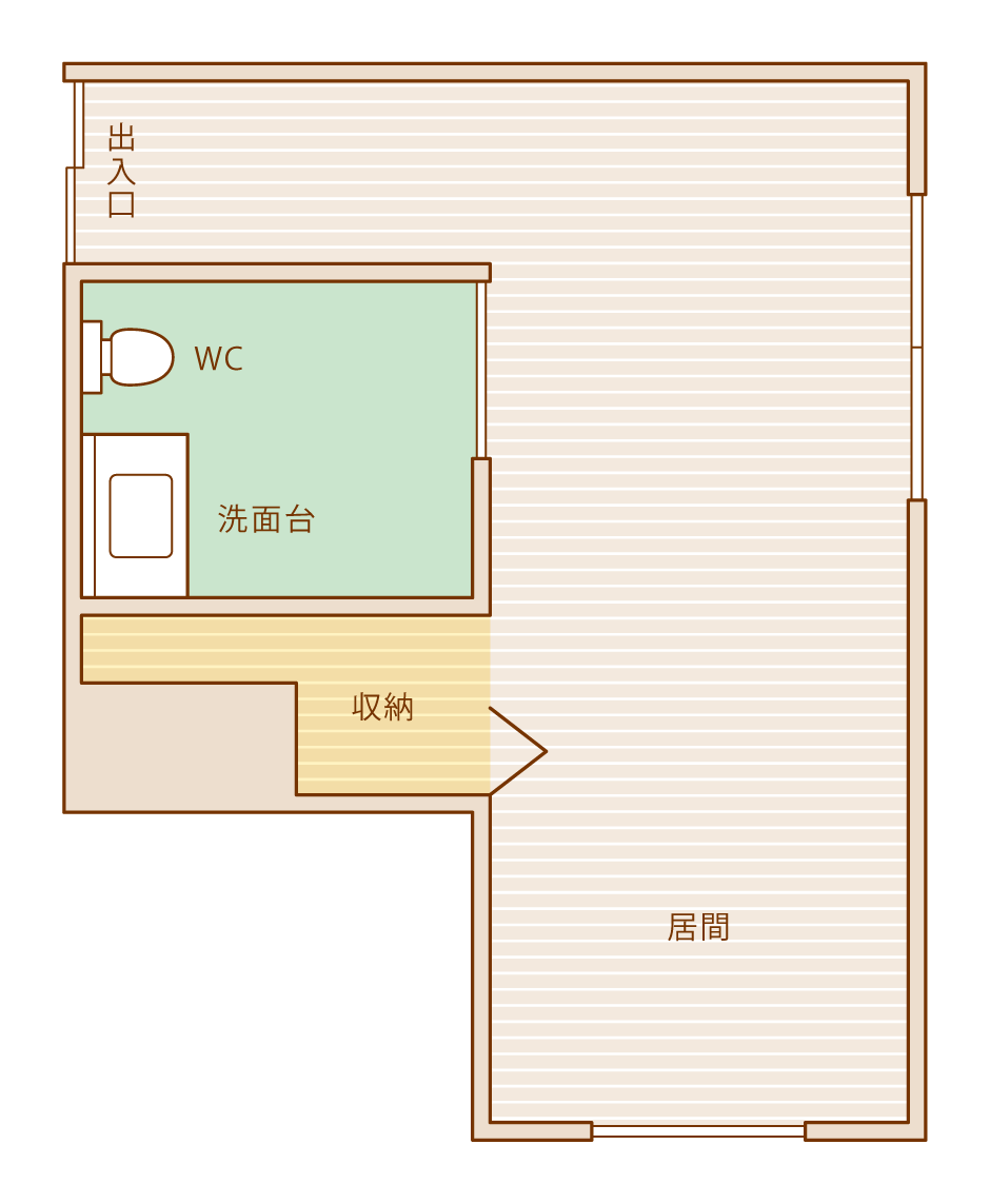 居間と水回りの間取り