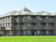 緑に囲まれた建物外観