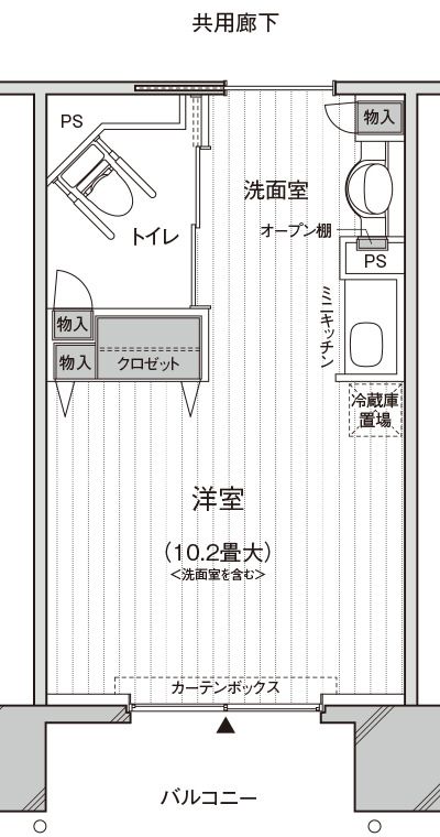 クレールレジデンス横浜十日市場ケアフロアの1R(F9) typeの間取り図