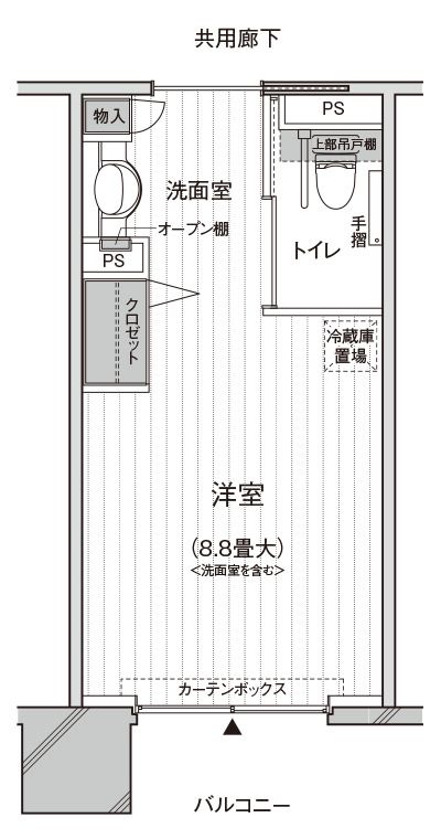 クレールレジデンス横浜十日市場ケアフロアの1R(F1) typeの間取り図