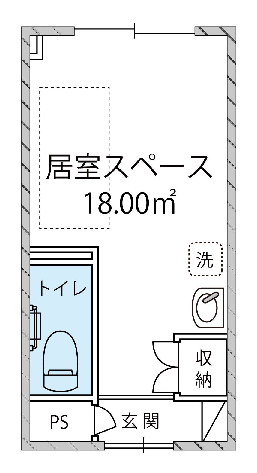 ディーフェスタ楠の1R一人部屋タイプの間取り図