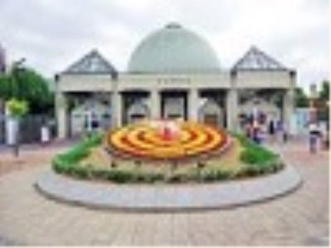 色とりどりの美しい花々が咲き乱れる公園の出入口である。施設から徒歩で行くことができ散歩コースになっている。
